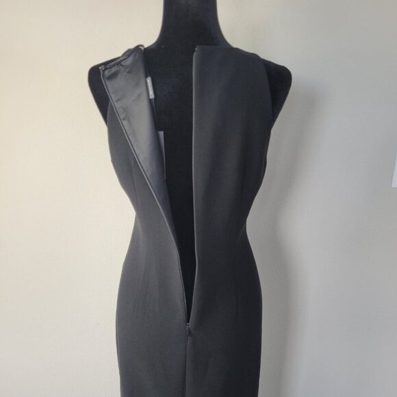 NWT E. Tahari black with navy detail sleeveless midi sheath dress size 8 - Picture 2 of 15